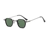 JZWCHQ Nouveau 2025 Kleine quadratische Sonnenbrille zum Fahren, Sonnenbrille für Damen und Herren, Metallrahmen, UV400-Schutz, C2 noir vert, Taille unique