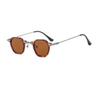 JZWCHQ Nouveau 2025 Kleine quadratische Sonnenbrille zum Fahren, Sonnenbrille für Damen und Herren, Metallrahmen, UV400-Schutz, Demi-tee C6, Taille unique