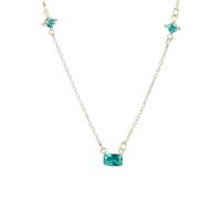 JZWCHQ Nouveau collier pendentif carré topaze verte collier chaîne pour femmes tour de cou bijoux présent