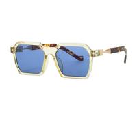 JZWCHQ Nouvelles lunettes de soleil tendance tendance pour hommes et femmes, lunettes de soleil surdimensionnées à nuances claires, lunettes de soleil uniques et cool, Jaune/bleu, Taille unique