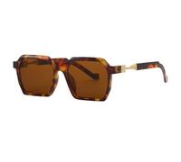 JZWCHQ Nouvelles lunettes de soleil tendance tendance pour hommes et femmes, lunettes de soleil surdimensionnées à nuances claires, lunettes de soleil uniques et cool, Thé léopard, Taille unique