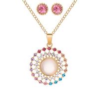 JZWCHQ Opal Stone Wedding Jewelry Ensembles pour femmes Rhionestone Pendant Pendant Collier Boucles d'oreilles Accessoires de fête