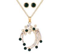 JZWCHQ Parure de bijoux avec pendentifs en cristal, boucles d'oreilles, fleur de mariée en strass pour femme, F1518