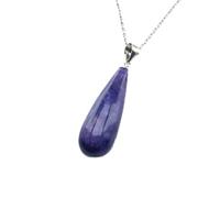 JZWCHQ Pendentif naturel en argent sterling 925 Big Stone 10 x 29 mm collier de bijoux fins pour cadeau de fête de mariage pour femme