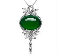 JZWCHQ Pendre vert émeraude pour les femmes Silver S925 Collier Jade Pendant Turquoise Gemstone Collares