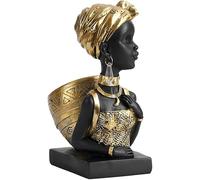 JZWCHQ Plateau décoratif Statues de Fille pour la décoration de la Maison, Bol à clés, Dame Africaine, Sculptures, Figurines d'art, Ornements pour Le Salon, Plateau en résine pour Bonbons, Bijoux,