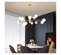 JZWCHQ Post-Modern Minimaliste LUMBRE LURXE Nordique Restauration Norme Magic Bean Chandelier Molecular Atmosphère Home Cuivre Lampes (Gold 12 Heads)