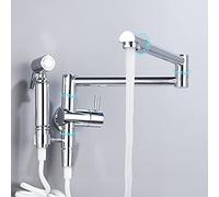 JZWCHQ Pot remplisseur dans le mur rotatif Pliage de cuisine pliante robinet d'évier avec pulvérisation, laiton simple poignée 1 trou de cuisine simple de troisième vitesse froide, brossée (noir)
