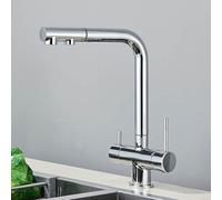 JZWCHQ Purificateur d'eau Robinet de cuisine noir Filtre flexible Robinets de cuisine en laiton 2 en 1 Robinet mélangeur d'eau chaude et froide, robinet chromé