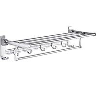 JZWCHQ Racks de Rangement coffres Racks de Serviette de Salle de Bain Toilettes Tables de Lavage Racks de Rangement Salle de Bain Double Rods Plimable Bath Tail Shelf (Taille: 40 23 14cm)