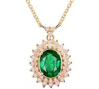 JZWCHQ REAL BEXTERIE 585 Collier féminin, chaîne de fleurs brillante longue avec avec une émeraude verte 1,44 carat, des cadeaux de bijoux pour les femmes, la femme, la mère, la petite amie,