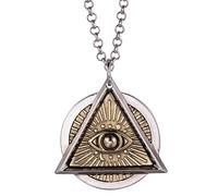 JZWCHQ Retro 925 STERLING Silver Illuminati Freemason Masonic All See Eye of God Collier Two Tone Eye of Providence Pendentif for Men Women 60cm
