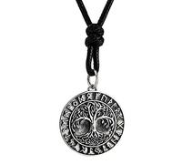 JZWCHQ Retro 925 Sterling Silver Yggdrasil Word Tree of Life Pendant Collier avec viking runes pour hommes Femmes de 60 cm Chaîne