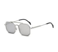 JZWCHQ Retro Double Bridges Polygon Square Femmes Lunettes de Soleil Fashion Metal Frame Mirror Mirror UV400 Men Gouilles de Soleil