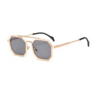 JZWCHQ Retro Double Bridges Polygon Square Femmes Lunettes de Soleil Fashion Metal Frame Mirror Mirror UV400 Men Gouilles de Soleil