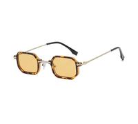 JZWCHQ Rétro Petite Taille Punk Lunettes de Soleil Hommes Pieds Métal Extérieur Nuances Femmes Populaire Pare-soleil Miroir UV400, C2Léopard Marron, Taille unique