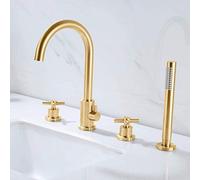 JZWCHQ Robinet de baignoire avec douche, mélangeur de salle de bain noir/doré/chromé douche de salle de bain cascade de la valve de douche de la baignoire de la baignoire deux poignées à quatre trous