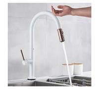JZWCHQ Robinet de cuisine blanc et noir Handle unique Tire Sort Mixer de cuisine et d'eau froide Taps montés (couleur: noir mat)