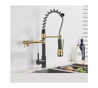 JZWCHQ Robinet de cuisine de printemps noir Tire sorti latérale Double Spertier 360 Bouxage pivotant robinet pour évier robinet de cuisine à manche unique (noir A)