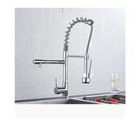 JZWCHQ Robinet de cuisine de printemps noir Tire sorti latérale Double Spertier 360 Bouxage pivotant robinet pour évier robinet de cuisine à manche unique (noir A)