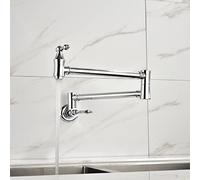 JZWCHQ Robinet de remplissage en pot monté mural, montant mural poêle en laiton double articulation du bras swing robinet pliant extensible avec un seul trou deux han