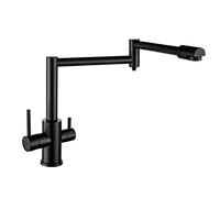 JZWCHQ Robinet d'évier de cuisine pliant de remplissage de casqueur répandu avec un bras oscillant à double joint extensible, robinet à boire direct, en laiton deux poignées mélangeur à trou de