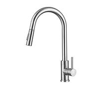 JZWCHQ Robinet d'évier de cuisine pour la ferme Bar Commercial, Gold Gold Tire Sort Tap de cuisine, Black Trayer Down Kitchen Mixer, Rotating Sinat Mixer Tap, Sus 304 Kitchen Faucet (Chrome)