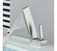 JZWCHQ Robinet d'évier de salle de bain noir chromé robinet de lavabo robinet de lavabo robinet à poignée unique cascade chaude et froide robinet mitigeur moderne monté sur pont (Cromo)