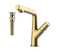 JZWCHQ Robinet froid cascade de coiffeuse de coiffeuse à levier à levier unique en laiton doré pour lavabo en bassin froid et chaud (vert clair)