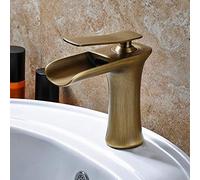 JZWCHQ Robinet mitigeur cascade en laiton antique à poignée unique pour lavabo de comptoir en laiton massif
