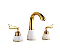 JZWCHQ Robinets d'évier, robinets robinets de salle de bain pour lavabo 3 trou rétro, laiton antique 3 trous salle de bain 3 trous salle de bain chaude et froide, salle de bain à 3 trous, robinet