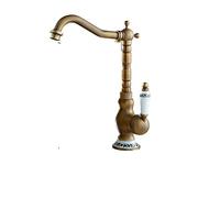 JZWCHQ Robinets en laiton laiton salle de bain monté sur le pont Rotate évier vintage en porcelaine robinet en cuivre mélangeur d'eau grue (Color : Size : Comme le montre l'image) Livré