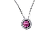 JZWCHQ Round 1.1CT SAPPHIRE ROSE 925 Collier pendentif en argent sterling pour femmes anniversaire de bijoux de pierres précieuses