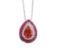 JZWCHQ Ruby Diamond Pendant 100% réel 925 Collier de pendentifs de mariage en argent pour femmes bijoux nuptiale