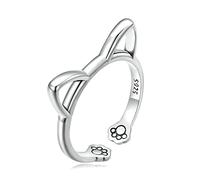 JZWCHQ S925 Anneau de chat animal mignon Sterling ou renards Cat Claw Ring Ajustement Cat Cat chien PAW RING OUVERT
