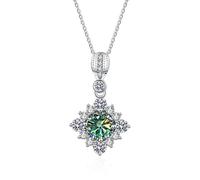 JZWCHQ S925 Bijoux en argent sterling 1 ct VVS Collier de diamant Moisanite pour le pendentif carré des femmes