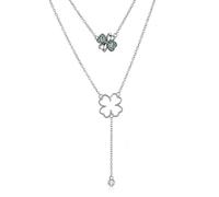 JZWCHQ S925 Crystals en argent sterling de Colliers pour femmes Lucky Four Leaf Clover Fine bijoux Amour