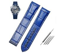JZWCHQ Sangle étanche à l'extrémité courbée Solide de montre en silicone en cuir authentique pour Omega Seamaster 007 Bracelet au poignet avec boucle pliante