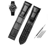 JZWCHQ Sangle étanche à l'extrémité courbée Solide de montre en silicone en cuir authentique pour Omega Seamaster 007 Bracelet au poignet avec boucle pliante