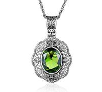 JZWCHQ Silver 925 Pendant Peridot Peridot Déclaration Collier Choker Bijoux pour femmes