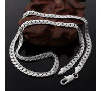 JZWCHQ Silver S925 Collier complet de 5 mm latérale 18/20/22/24 pouces chaîne pour femme hommes de fiançailles de mariage