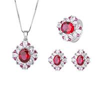 JZWCHQ Simulation Ruby Gemstone Gem Sleat Carbon Diamond Pendant Collier Moucles d'oreilles STAGNES RONNEMENTS BIANIELS PARTI