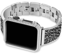 JZWCHQ STRACS STAPS CASE DIAMOND + STRAP BAND 44 mm 40mm 38 mm 42 mm Couverture Iwatch Series 5 4 3 2 1 Bracelet en acier inoxydable Femmes 0000 (couleur: argent, taille: 40 mm)