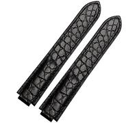 JZWCHQ STRAPE AMERICAN CROCODILE DE COURTURE DE CROCIDE APPROPRES POUR LE BLOONE CONVEX STRAP DE CUIR 18MM HOMMES ET FEMMES NOIR