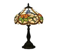JZWCHQ Style Table Lampe Lotus Leaf Hummingbird Design Treated Verre Tableau de Lampe Pastorale Vintage Art Reading Lights for Living Room Cafe Bar Lighting Besoin