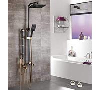 JZWCHQ Système de douche noir - Hauteur réglable - Jet de massage - Mélangeurs de douche en laiton - Pommeau de douche à effet pluie - Pommeau de douche bidet - Robinet de salle de bain