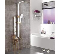 JZWCHQ Système de douche noir - Hauteur réglable - Jet de massage - Mélangeurs de douche en laiton - Pommeau de douche à effet pluie - Pommeau de douche bidet - Robinet de salle de bain