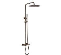 JZWCHQ Système de douche thermostatique, pommeau de douche à effet pluie de 25,4 cm avec pulvérisateur de douche à main, ensemble de robinet de douche mural à poignée unique, noir mat, gris pistolet