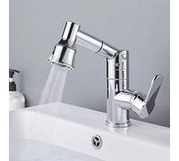 JZWCHQ Tapeur de mélangeur de bassin avec pull-out Spray Taps de salle de bain Taps à 360 ° en laiton rotatif Hot et froid Fauce de lavabo de salle de bain multifonctionnel