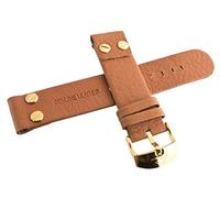 JZWCHQ Techno Master authentique 22 mm en cuir brun en cuir or-tone-tonnes en acier inoxydable Boule de montre Bandle de montre